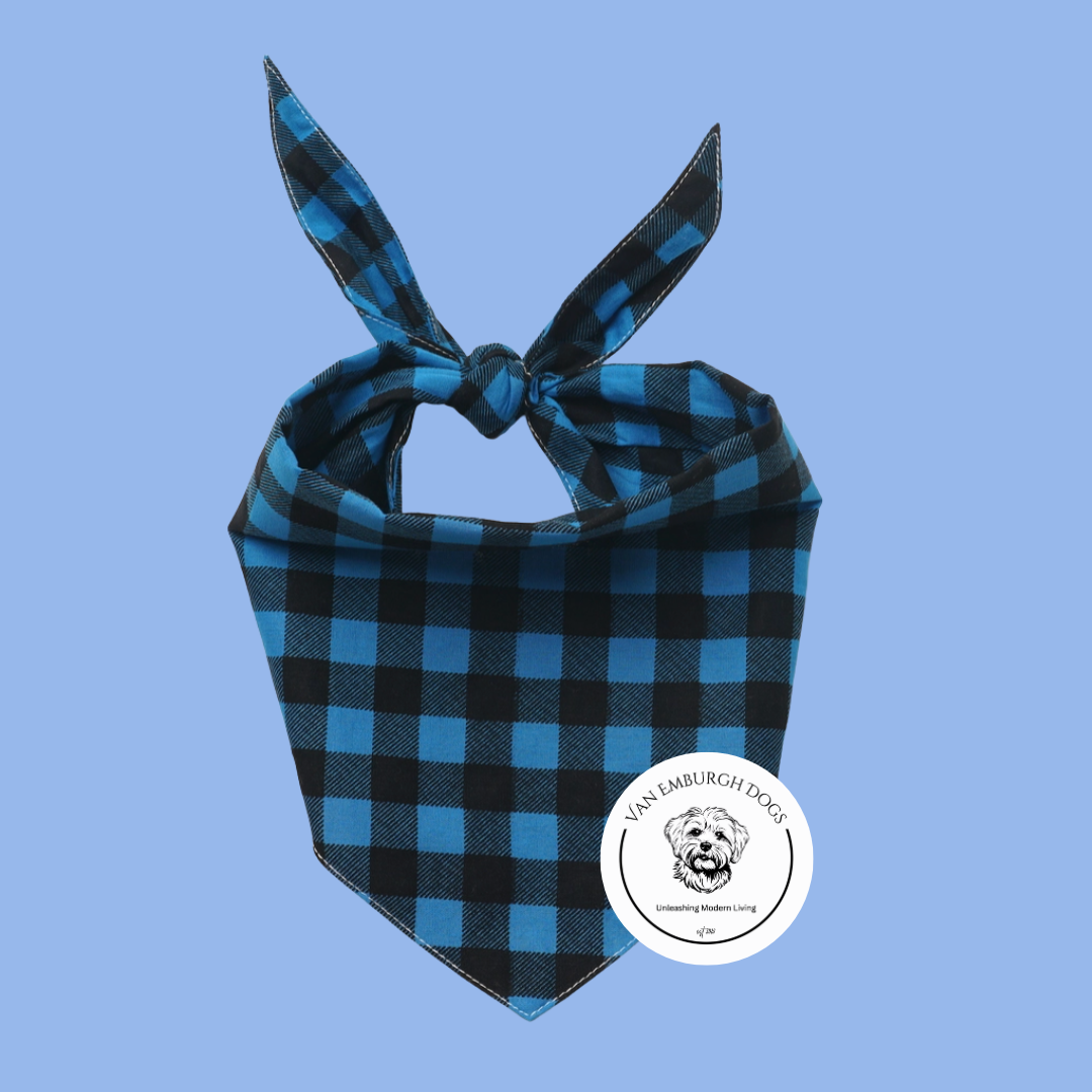 Dark Blue Plaid Bandana - Van Emburgh Dogs