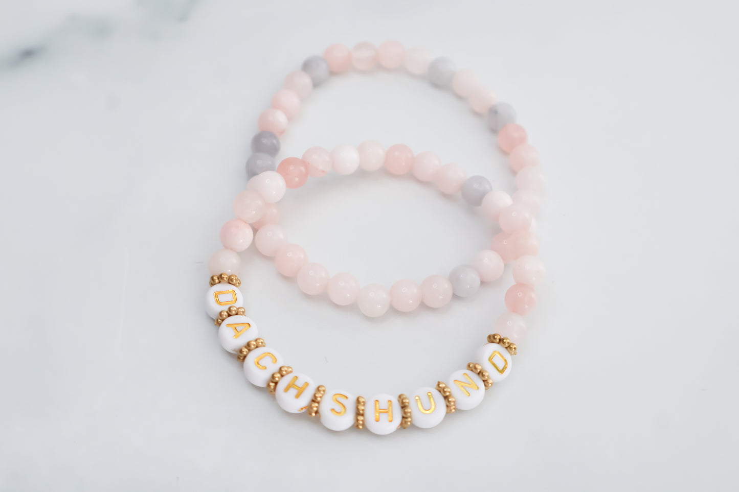 Pink Dog Breed Beaded Bracelets