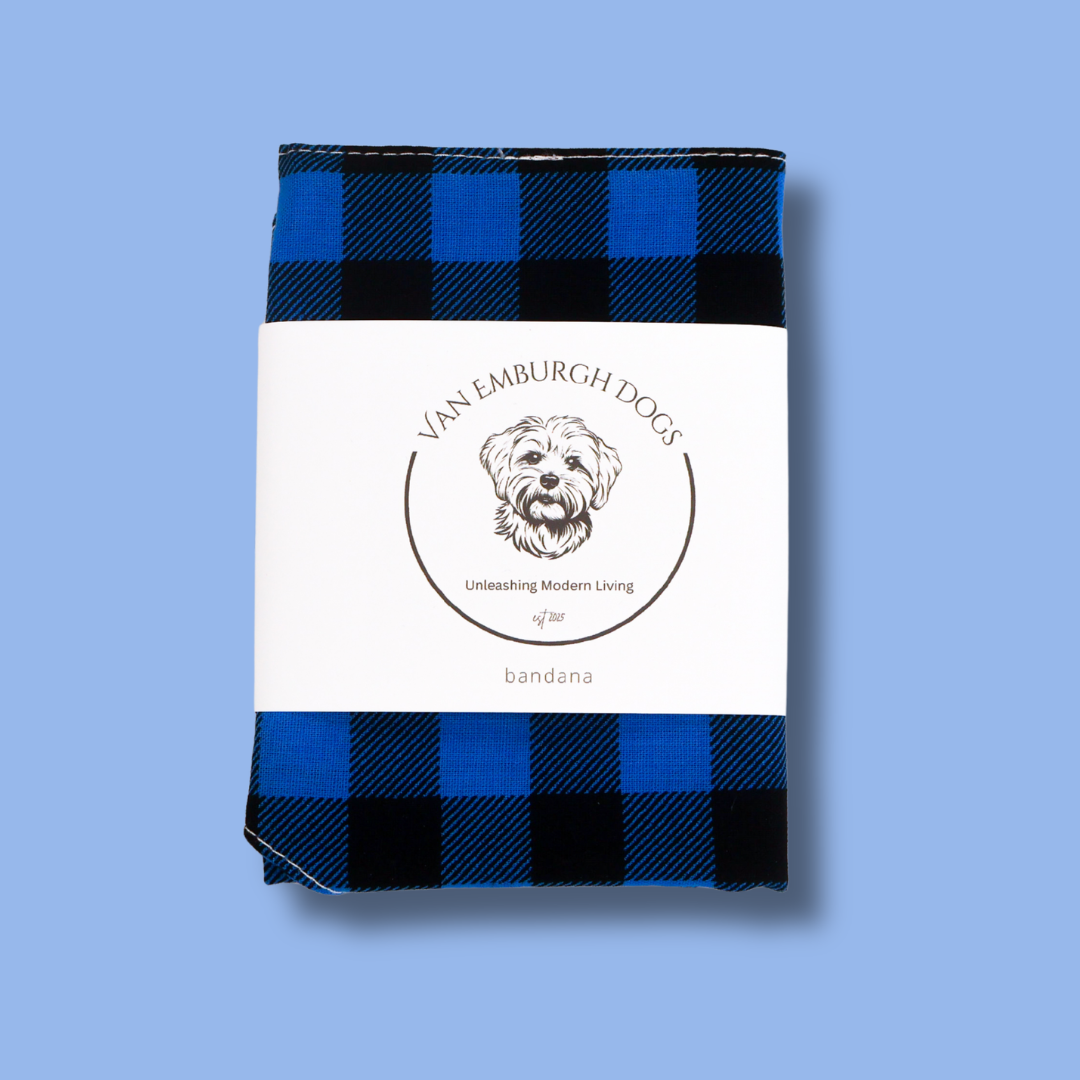 Dark Blue Plaid Bandana - Van Emburgh Dogs