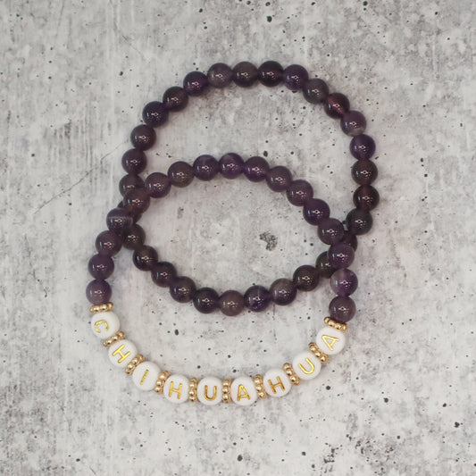 Purple Dog Breed Beaded Bracelets