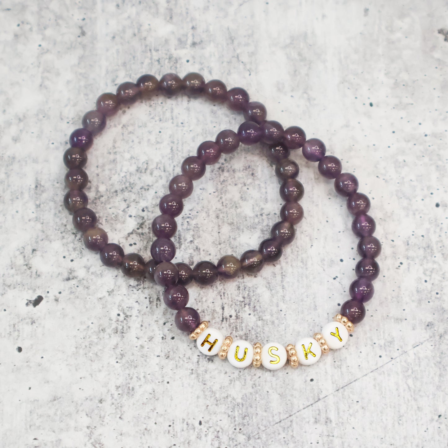 Purple Dog Breed Beaded Bracelets