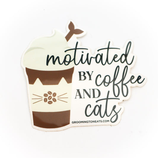 Motivated By Coffee & Cats Sticker