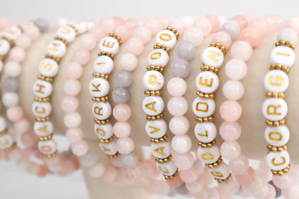 Pink Dog Breed Beaded Bracelets